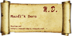 Mazák Ders névjegykártya